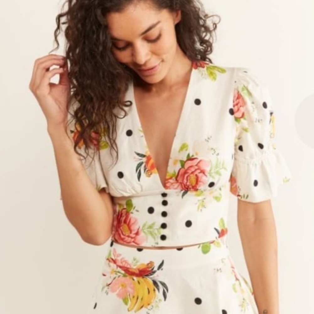 FARM RIO Nanaju Blouse Crop Top Size S